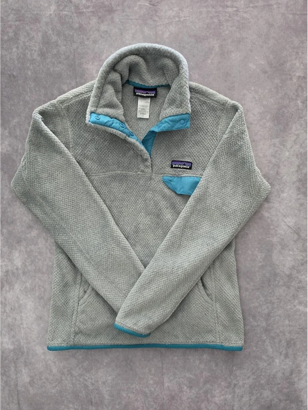 SKU0223 Patagonia Womens Small ReTool Snap-T Fleece Pullover Gray Blue Synchilla